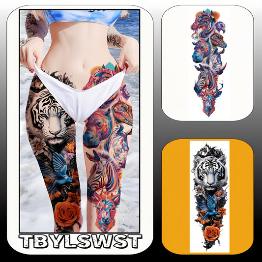 2pcs Large animals Tiger painted temporary tattoo sticker Arm Legs Waterproof tattoo sticker on the buttocks Activity Festivals Party scene usage