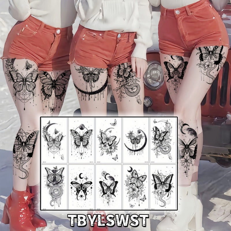 10pcs Large size butterfly painted temporary tattoo sticker Arm Legs Back waterproof tattoo sticker Activity Festivals Party scene usage