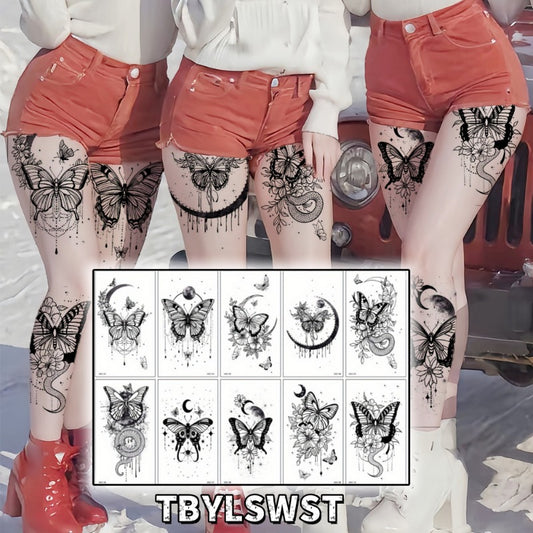 10pcs Large size butterfly painted temporary tattoo sticker Arm Legs Back waterproof tattoo sticker Activity Festivals Party scene usage