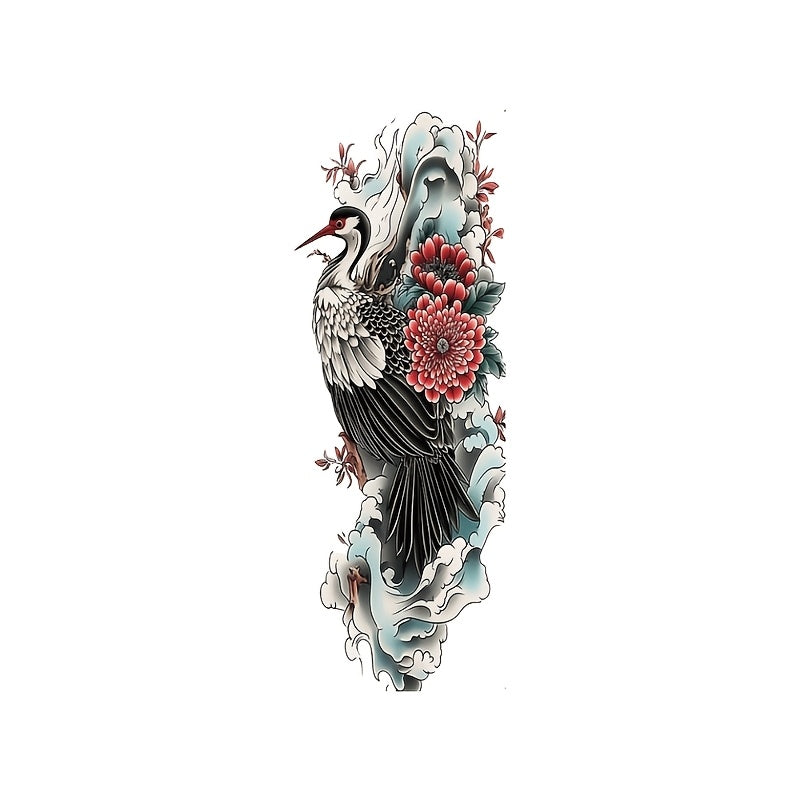 Large size painted semi permanent temporary tattoo stickers White Crane Pattern Arm tattoo Tattoos on the legs Activity Festivals Party exclusive Waterproof temporary tattoo sticker