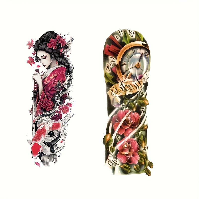 2pcs Large size Flower painting temporary tattoo stickers Arm Legs Back Waterproof tattoo sticker on the buttocks Activity Festivals Party scene usage