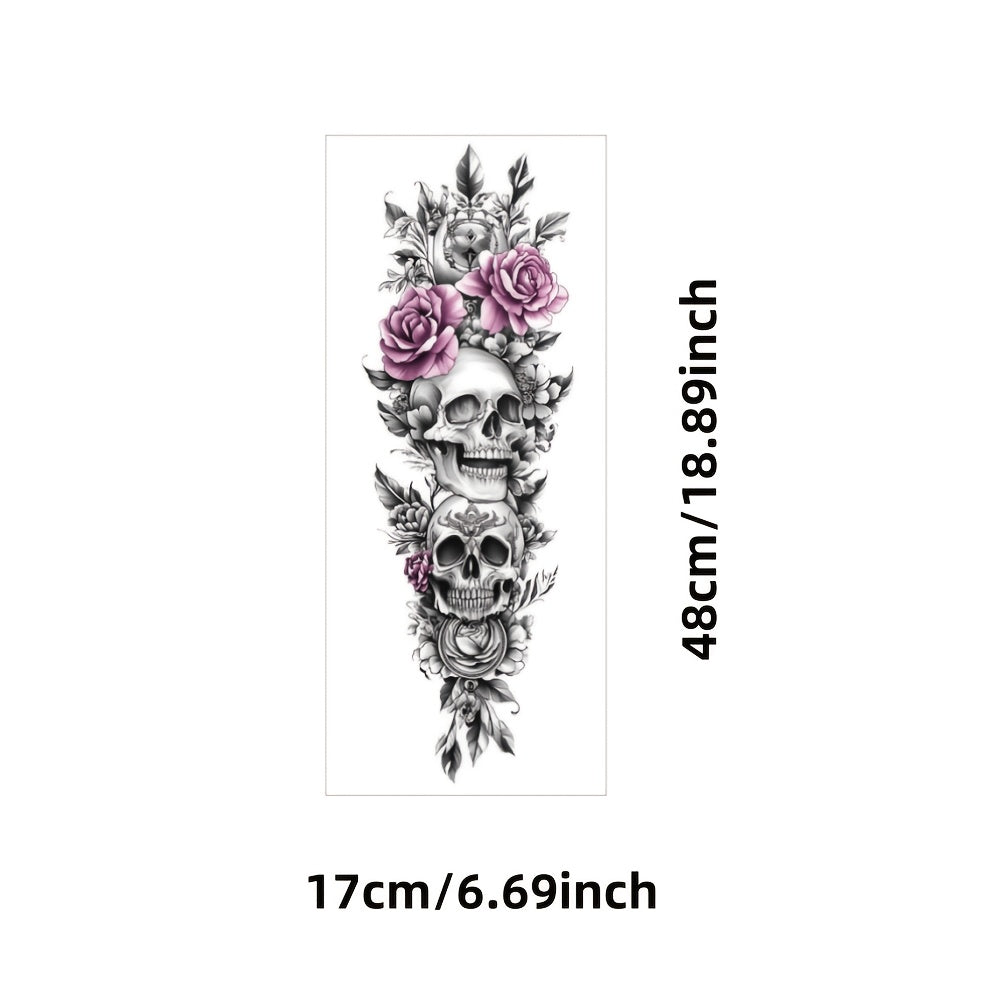 1pc Large size painted semi permanent temporary tattoo stickers Pink skull pattern Arm tattoo Tattoos on the legs Activity Festivals Party exclusive Waterproof temporary tattoo sticker
