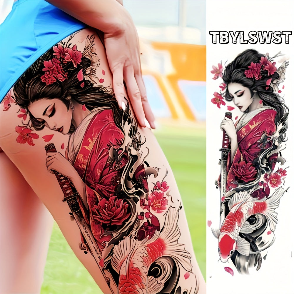 1pc Large size temporary tattoo stickers with painted Japanese patterns Arm Waterproof tattoo stickers for legs Event, Festival, Party Exclusive