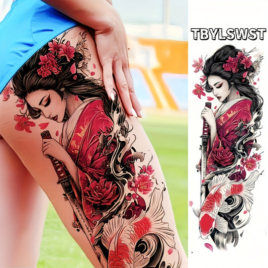 1pc Large size temporary tattoo stickers with painted Japanese patterns Arm Waterproof tattoo stickers for legs Event, Festival, Party Exclusive
