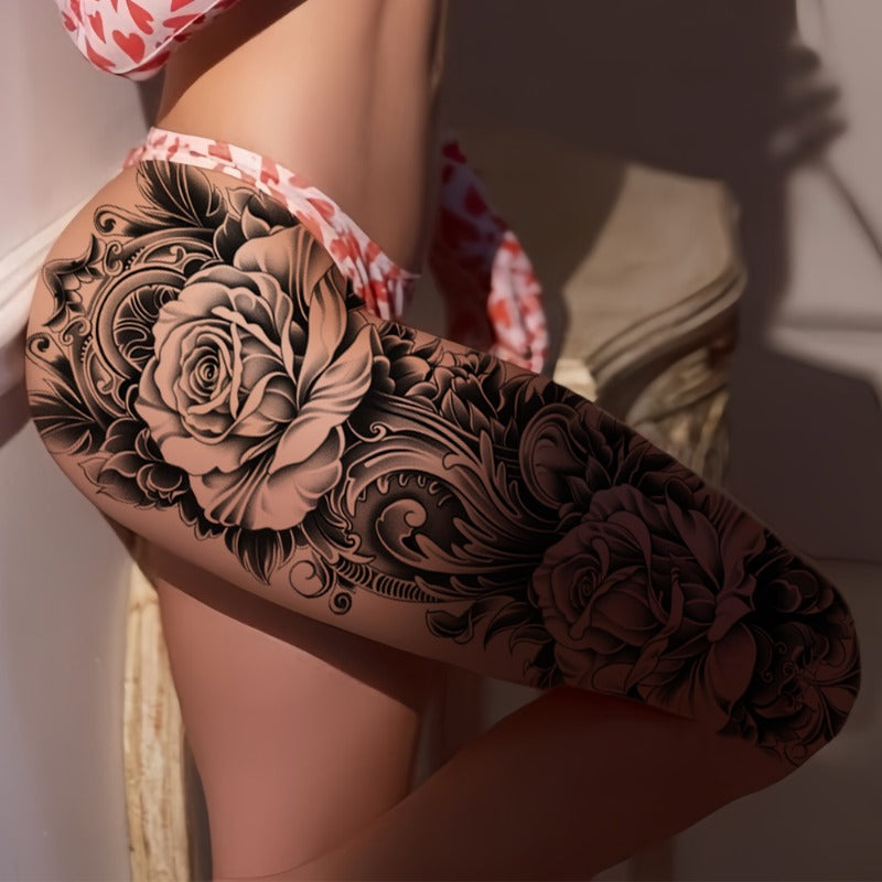 1pc Large size painted semi permanent temporary tattoo stickers Flower totem pattern Arm tattoo Tattoos on the legs Activity Festivals Party exclusive Waterproof temporary tattoo sticker