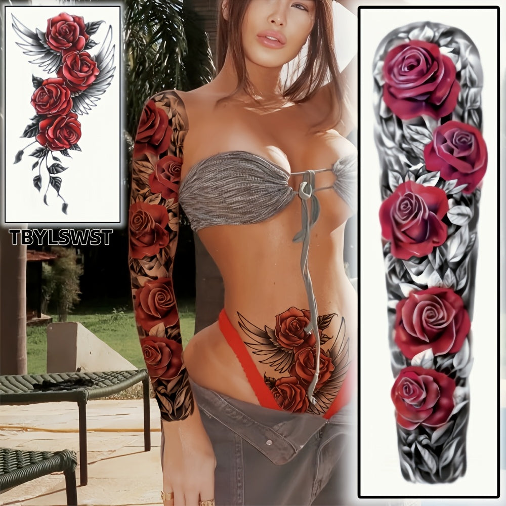 2pcs Large size Flower painting temporary tattoo stickers Arm Legs Back Waterproof tattoo sticker on the buttocks Activity Festivals Party scene usage