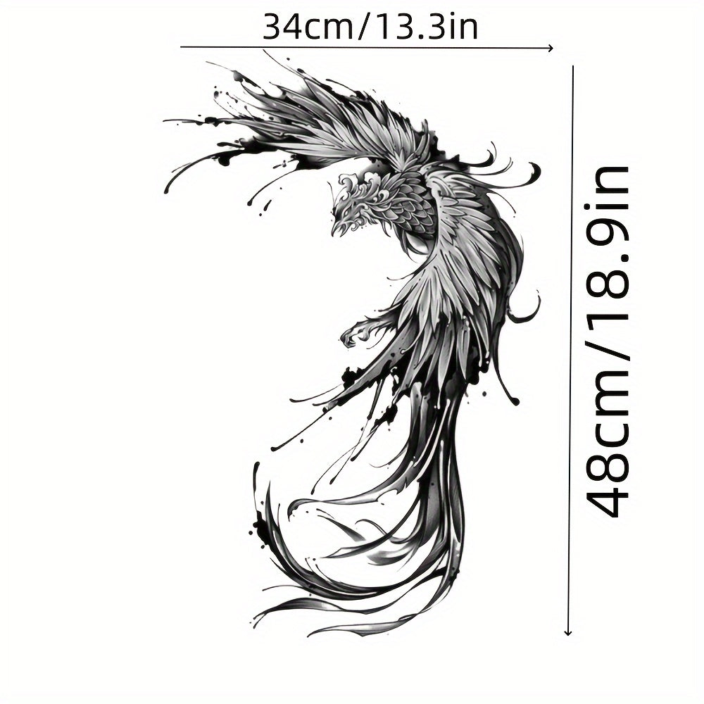 1PC Full Back Temporary Tattoo Sticker Phoenix Tattoo Sticker Herbal Waterproof Tattoo