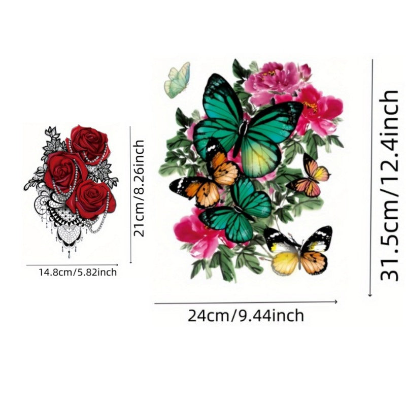 2pcs Large size Flower painting temporary tattoo stickers Arm Legs Back Waterproof tattoo sticker on the buttocks Activity Festivals Party scene usage