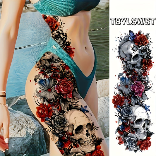 1pc Large size feather flower painting temporary tattoo sticker Arm Legs Waterproof tattoo sticker on the buttocks Activity Festivals Party scene usage
