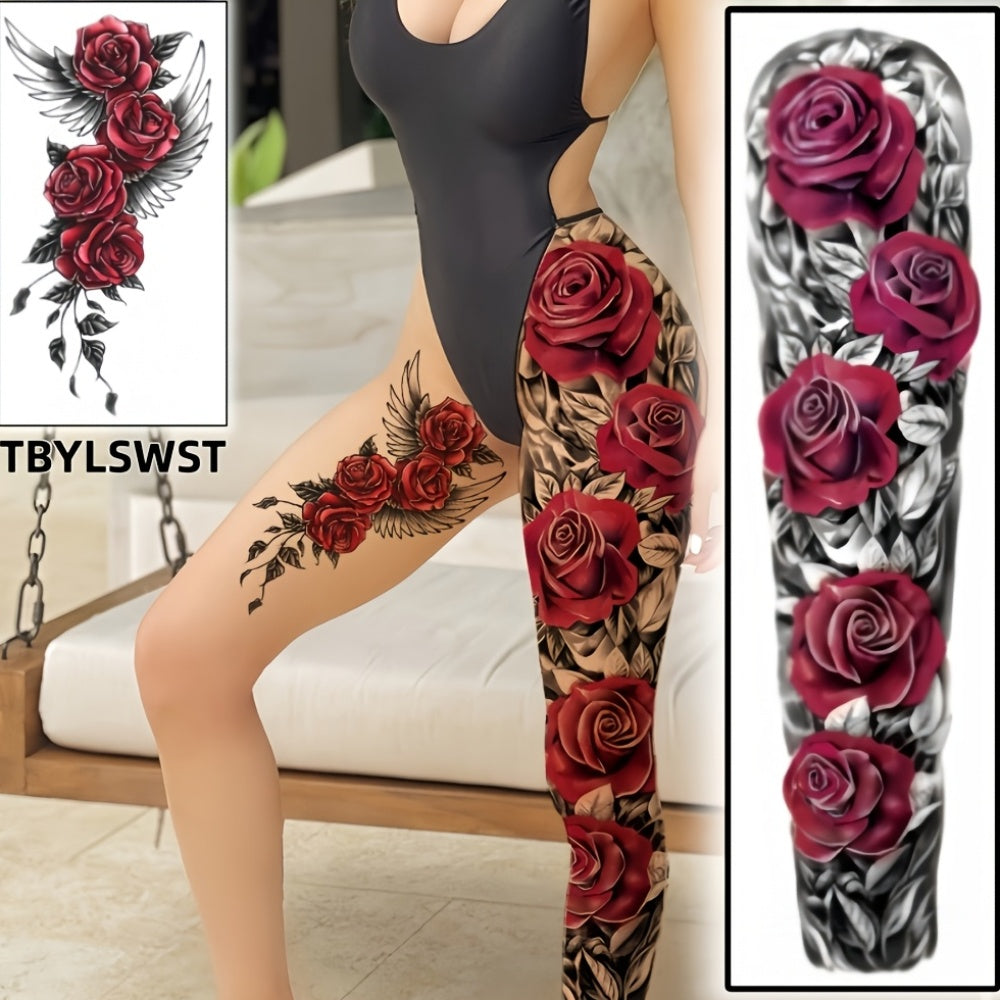 2pcs Large size Flower painting temporary tattoo stickers Arm Legs Back Waterproof tattoo sticker on the buttocks Activity Festivals Party scene usage