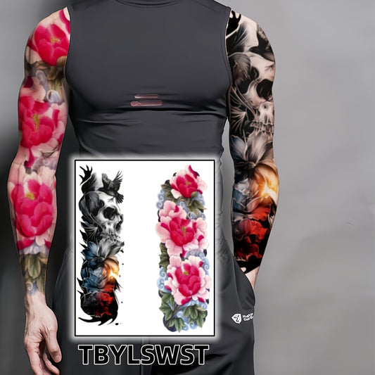 2pcs Large sized crow Flower painting temporary tattoo stickers Arm Legs Waterproof tattoo sticker on the buttocks Activity Festivals Party scene usage
