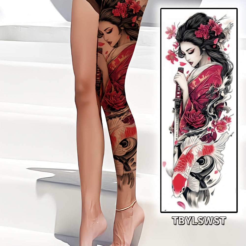 1pc Large size temporary tattoo stickers with painted Japanese patterns Arm Waterproof tattoo stickers for legs Event, Festival, Party Exclusive