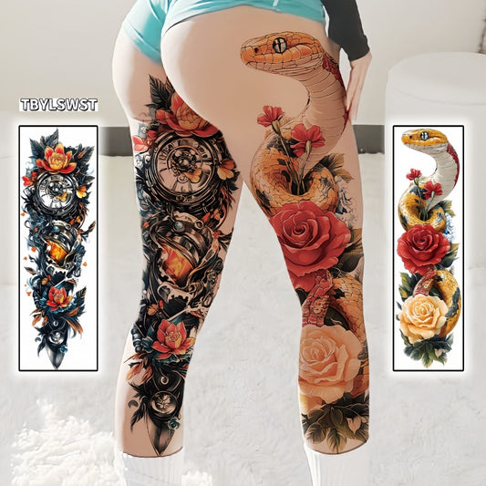 2pcs Large size painted semi permanent temporary tattoo stickers Snake pattern Totem pattern Arm tattoo Tattoos on the legs Activity Festivals Party exclusive Waterproof temporary tattoo sticker