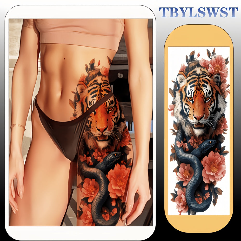 1pc Large size painted semi permanent temporary tattoo stickers Tiger pattern Arm tattoo Tattoos on the legs Activity Festivals Party exclusive Waterproof temporary tattoo sticker