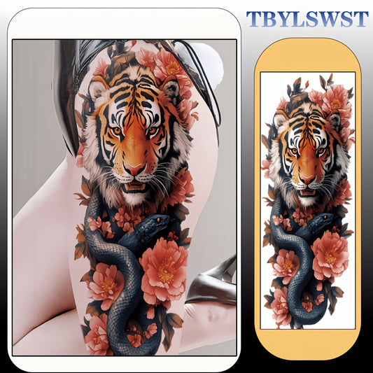 1pc Large size painted semi permanent temporary tattoo stickers Tiger pattern Arm tattoo Tattoos on the legs Activity Festivals Party exclusive Waterproof temporary tattoo sticker