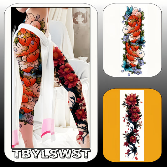 2pcs Large size flower painting temporary tattoo stickers Arm Legs Waterproof tattoo sticker on the buttocks Activity Festivals Party scene usage
