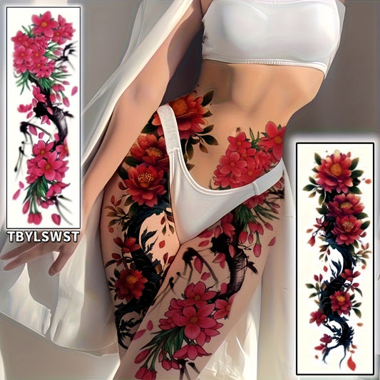 2pcs Large size flower painting temporary tattoo stickers Arm Legs Waterproof tattoo sticker on the buttocks Activity Festivals Party scene usage