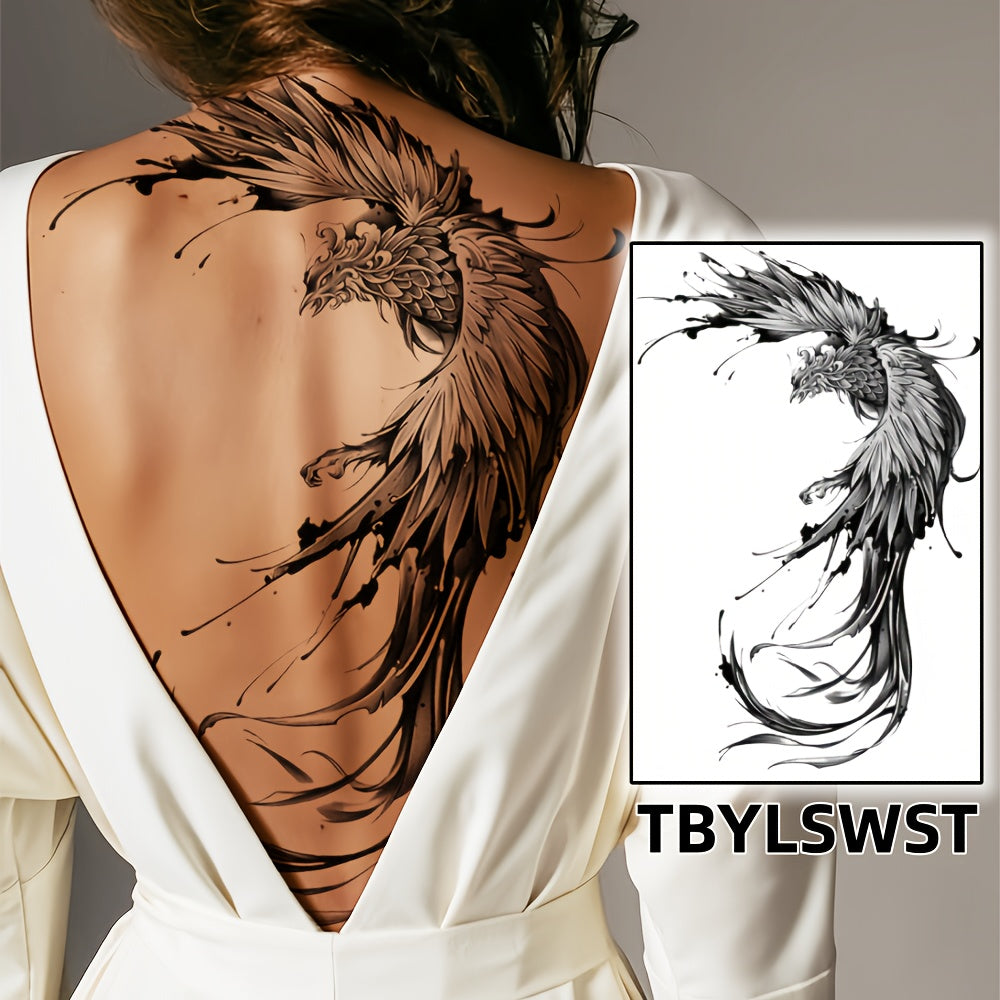 1PC Full Back Temporary Tattoo Sticker Phoenix Tattoo Sticker Herbal Waterproof Tattoo