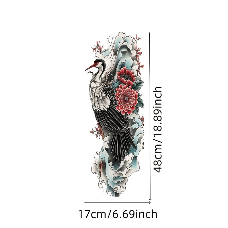 Large size painted semi permanent temporary tattoo stickers White Crane Pattern Arm tattoo Tattoos on the legs Activity Festivals Party exclusive Waterproof temporary tattoo sticker