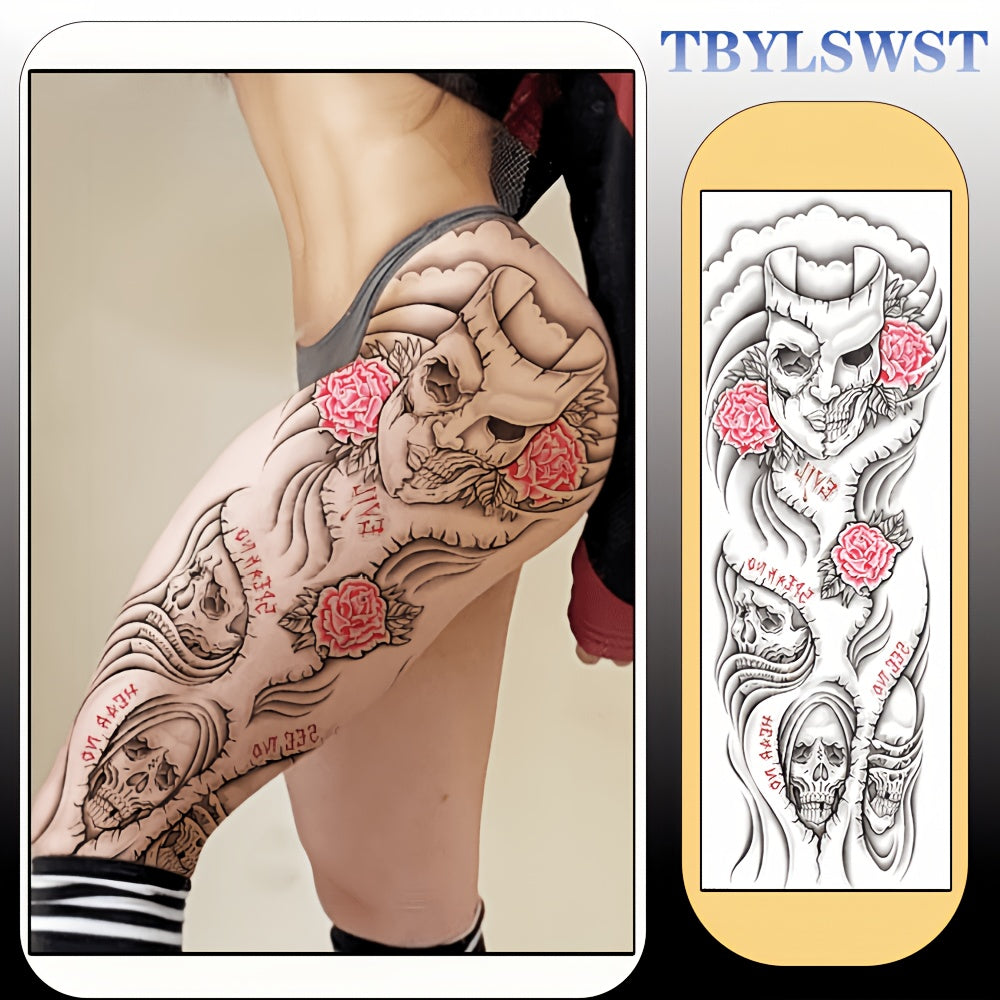 1pc Large scale painted semi permanent temporary tattoo with puppet pattern Arm tattoo Tattoos on the legs Activity Festivals Party exclusive Waterproof temporary tattoo stickeri